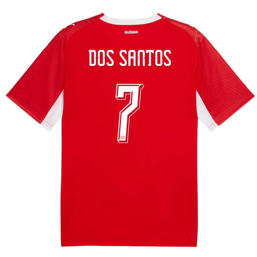 Danxen Dámské Švýcarsko Daniel Dos Santos #7 Červená Bílá Domů Hráčské Dresy 26-28 Dres