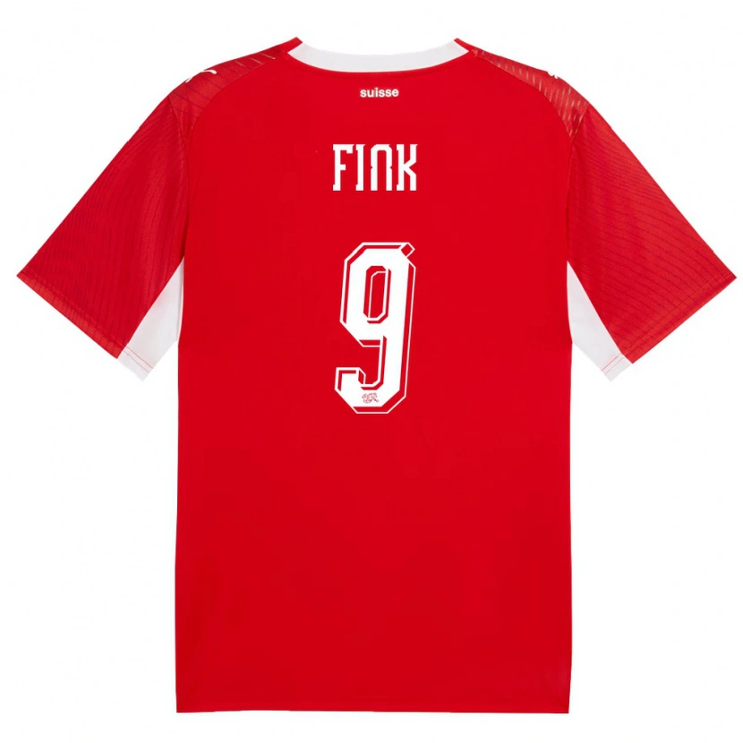 Danxen Dámské Švýcarsko Bradley Fink #9 Červená Bílá Domů Hráčské Dresy 26-28 Dres