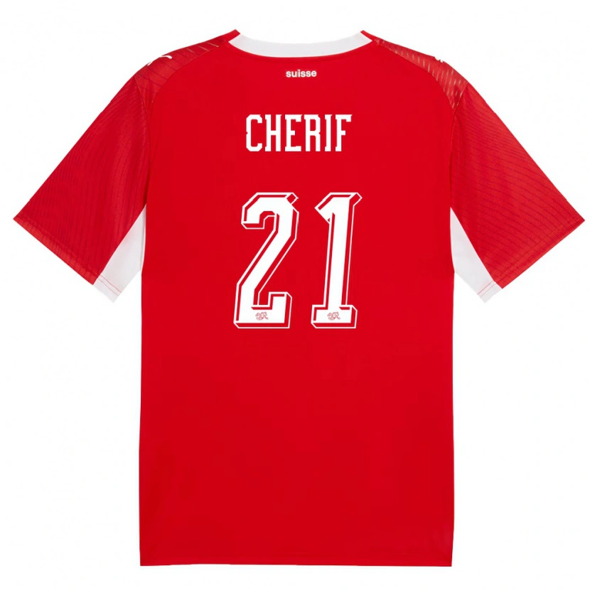 Danxen Dámské Švýcarsko Kader Cherif #21 Červená Bílá Domů Hráčské Dresy 26-28 Dres