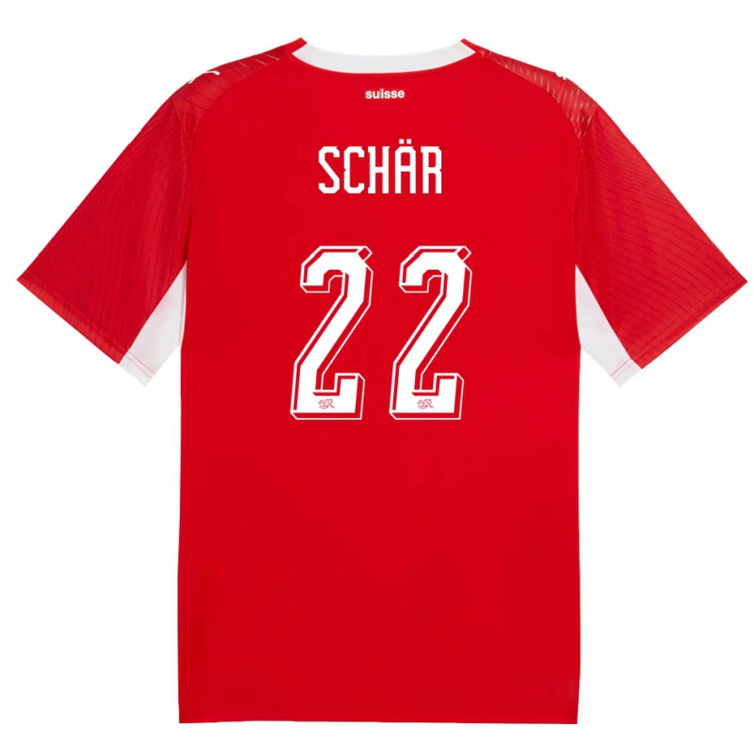 Danxen Dámské Švýcarsko Fabian Schar #22 Červená Bílá Domů Hráčské Dresy 26-28 Dres