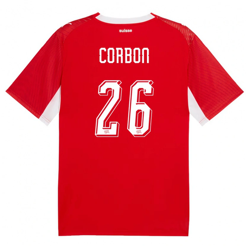 Danxen Dámské Švýcarsko Max Corbon #26 Červená Bílá Domů Hráčské Dresy 26-28 Dres