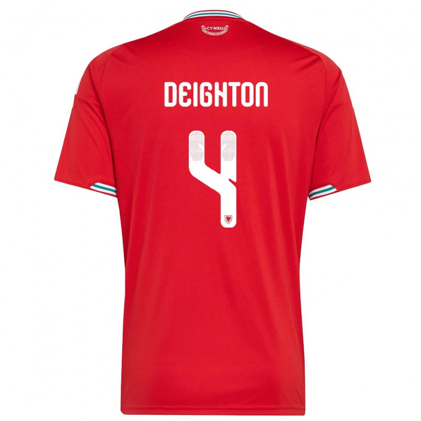 Danxen Dámské Wales Joe Deighton #4 Červená Bílá Zelená Domů Hráčské Dresy 26-28 Dres