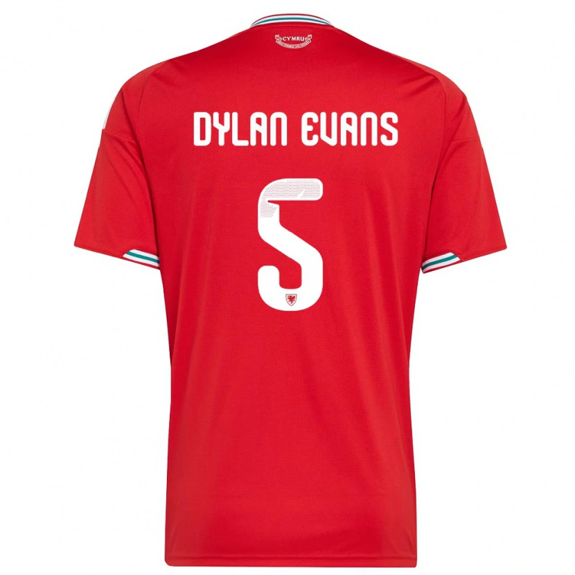 Danxen Dámské Wales Dylan Evans #5 Červená Bílá Zelená Domů Hráčské Dresy 26-28 Dres