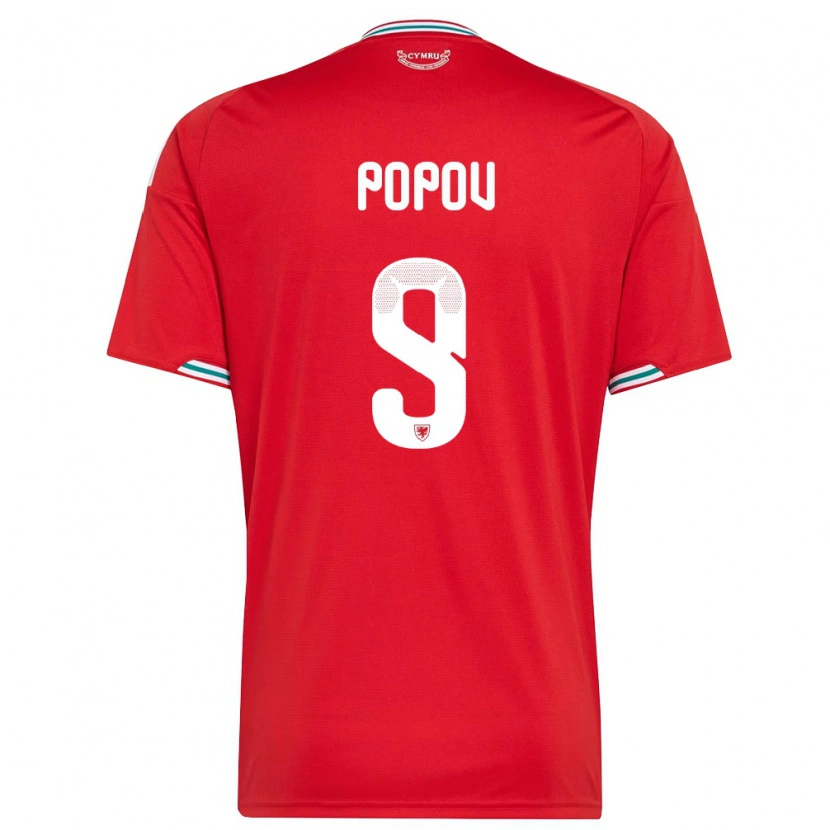 Danxen Dámské Wales Christopher Popov #9 Červená Bílá Zelená Domů Hráčské Dresy 26-28 Dres