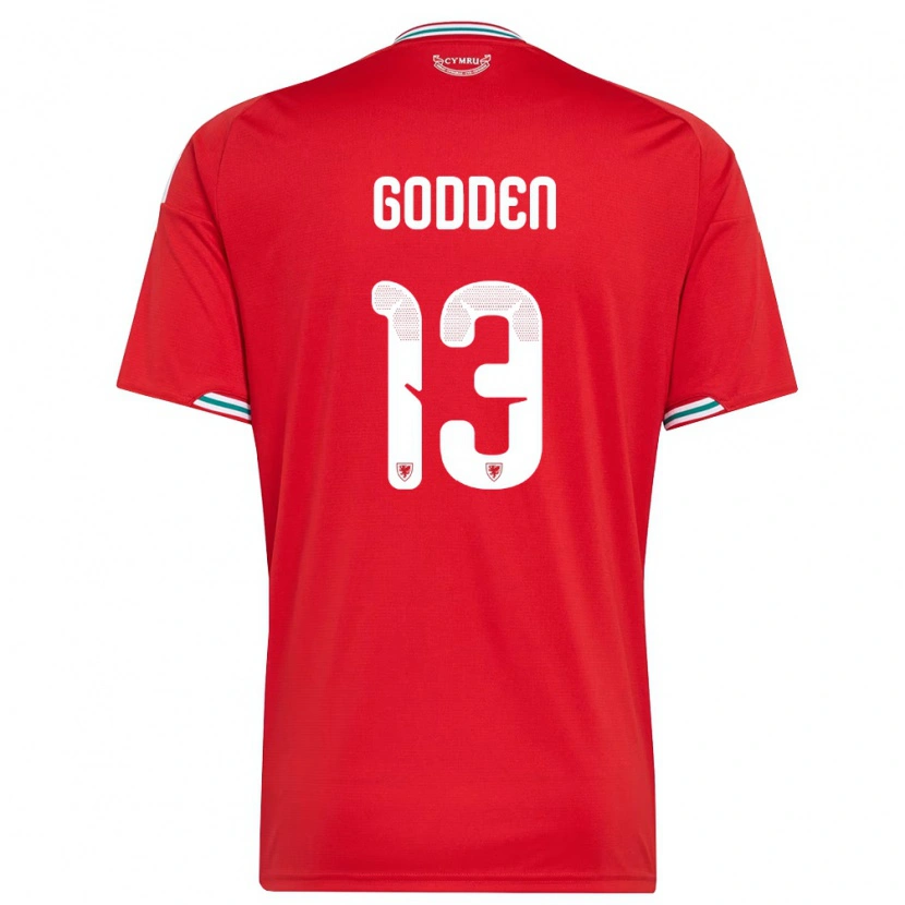 Danxen Dámské Wales Scott Godden #13 Červená Bílá Zelená Domů Hráčské Dresy 26-28 Dres