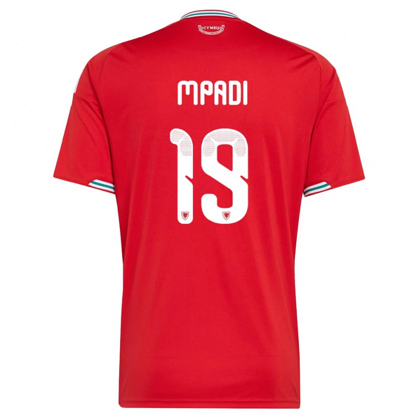 Danxen Dámské Wales Japhet Mpadi #19 Červená Bílá Zelená Domů Hráčské Dresy 26-28 Dres