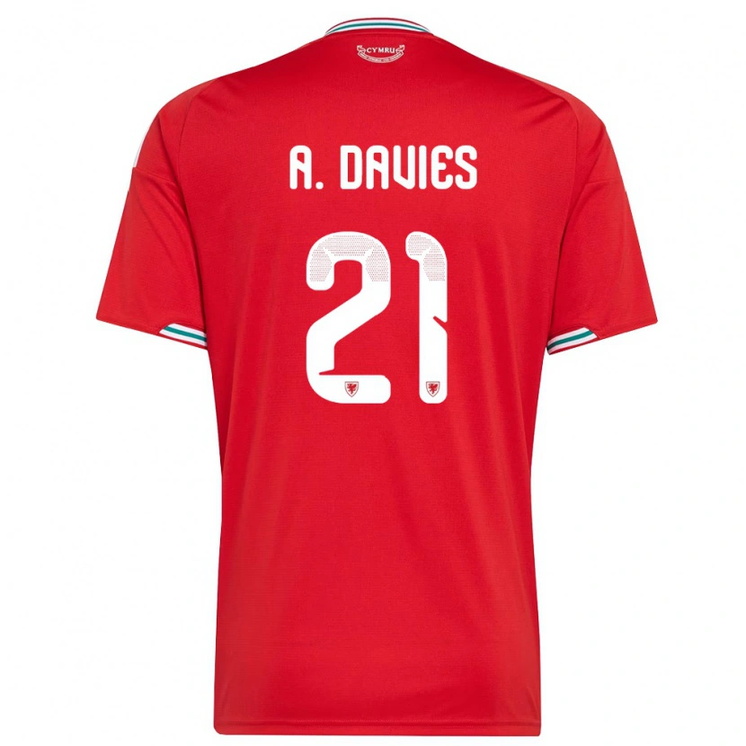Danxen Dámské Wales Adam Davies #21 Červená Bílá Zelená Domů Hráčské Dresy 26-28 Dres