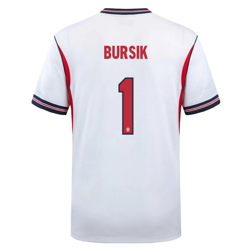 Danxen Dámské Anglie Josef Bursik #1 Bílá Námořnická Červená Domů Hráčské Dresy 26-28 Dres