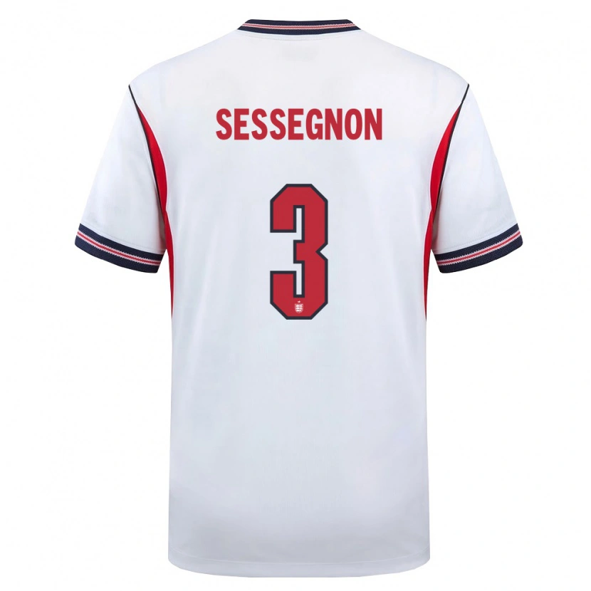 Danxen Dámské Anglie Ryan Sessegnon #3 Bílá Námořnická Červená Domů Hráčské Dresy 26-28 Dres