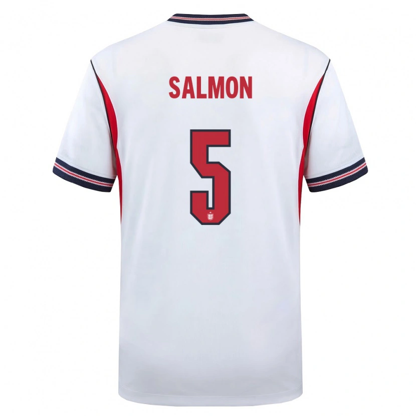 Danxen Dámské Anglie Marli Salmon #5 Bílá Námořnická Červená Domů Hráčské Dresy 26-28 Dres