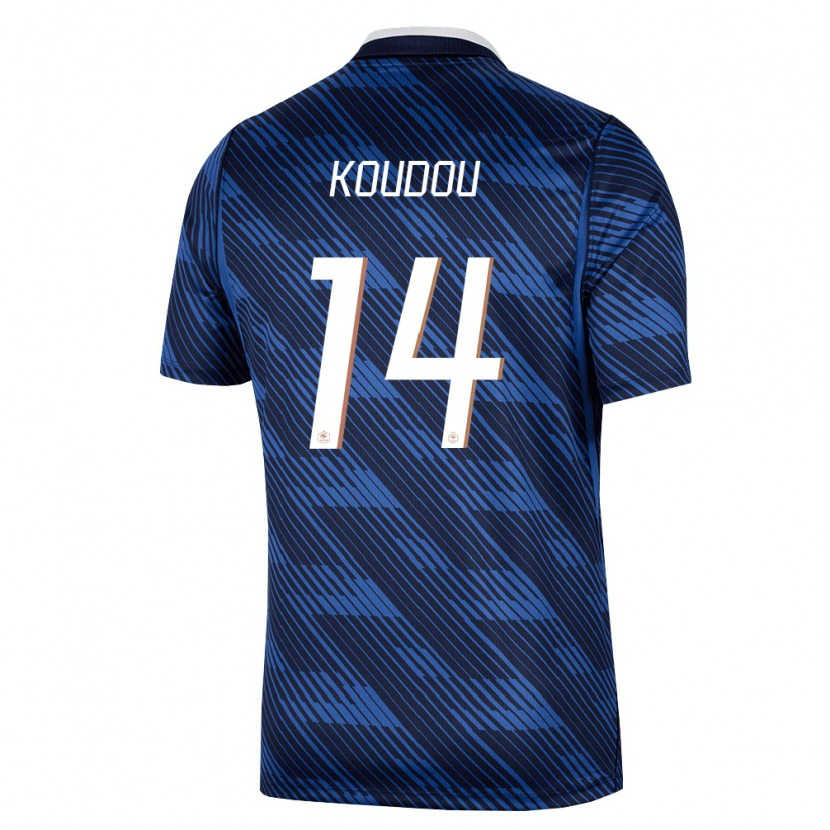 Danxen Dámské Francie Thérence Koudou #14 Námořnická Modrá Bílá Domů Hráčské Dresy 26-28 Dres