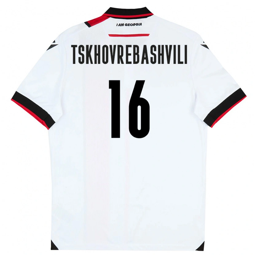 Danxen Dámské Georgia Nikoloz Tskhovrebashvili #16 Bílá Černá Červená Domů Hráčské Dresy 26-28 Dres