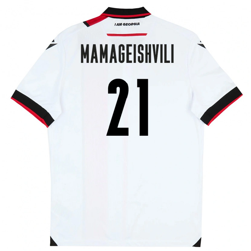 Danxen Dámské Georgia Otar Mamageishvili #21 Bílá Černá Červená Domů Hráčské Dresy 26-28 Dres