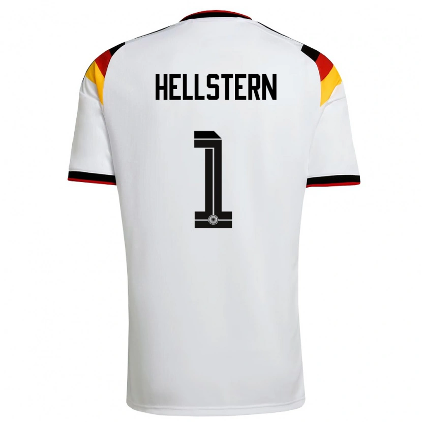 Danxen Dámské Německo Florian Hellstern #1 Bílá Černá Červená Domů Hráčské Dresy 26-28 Dres