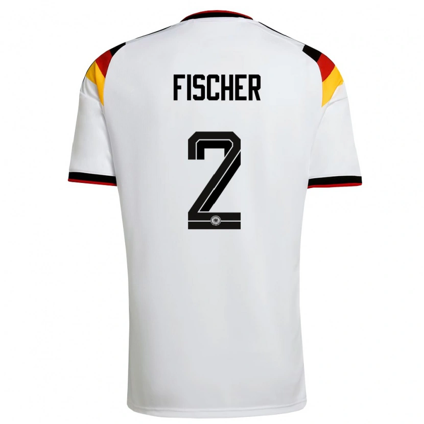 Danxen Dámské Německo Kilian Fischer #2 Bílá Černá Červená Domů Hráčské Dresy 26-28 Dres
