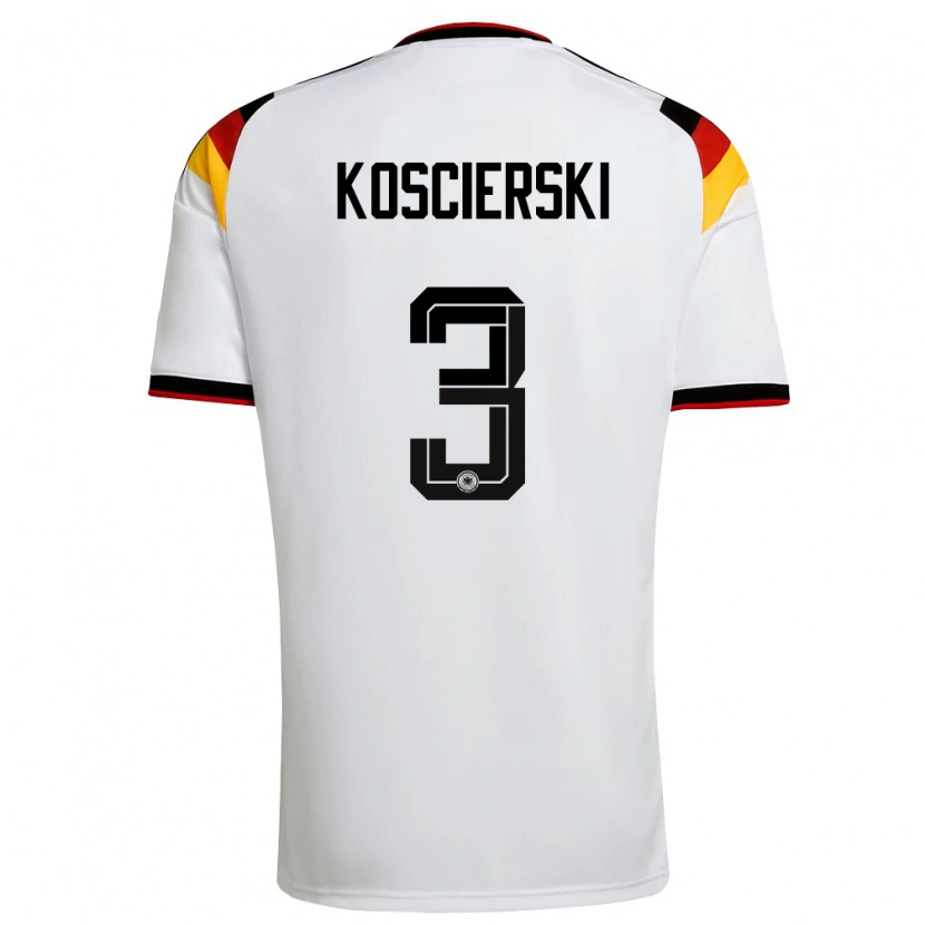 Danxen Dámské Německo Kacper Koscierski #3 Bílá Černá Červená Domů Hráčské Dresy 26-28 Dres