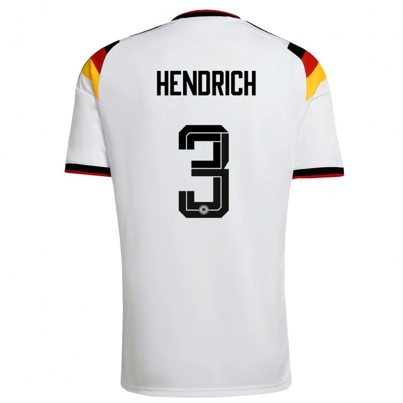 Danxen Dámské Německo Kathrin Hendrich #3 Bílá Černá Červená Domů Hráčské Dresy 26-28 Dres