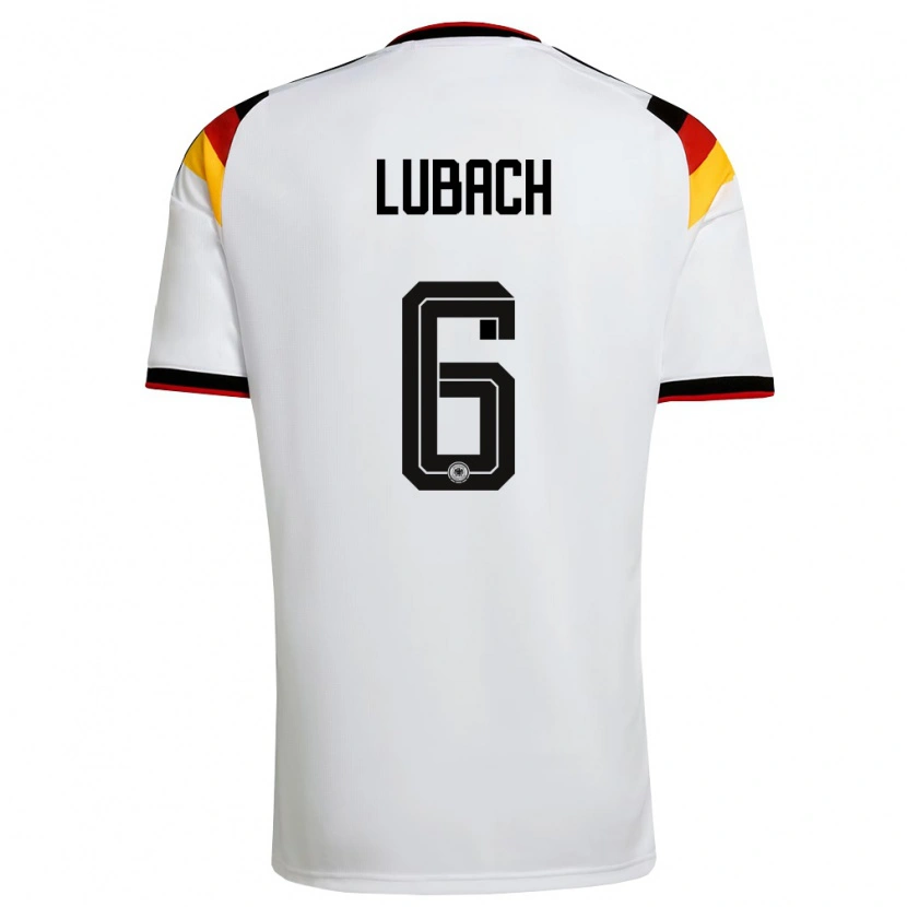Danxen Dámské Německo Rafael Lubach #6 Bílá Černá Červená Domů Hráčské Dresy 26-28 Dres