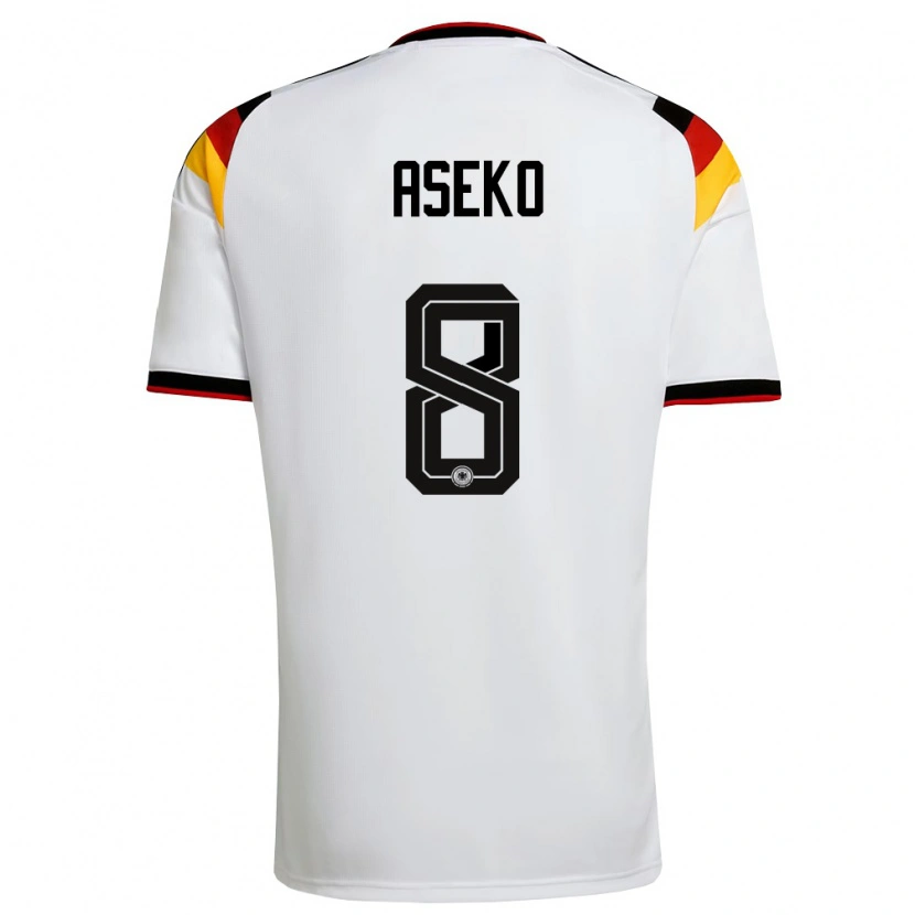 Danxen Dámské Německo Noel Aseko #8 Bílá Černá Červená Domů Hráčské Dresy 26-28 Dres