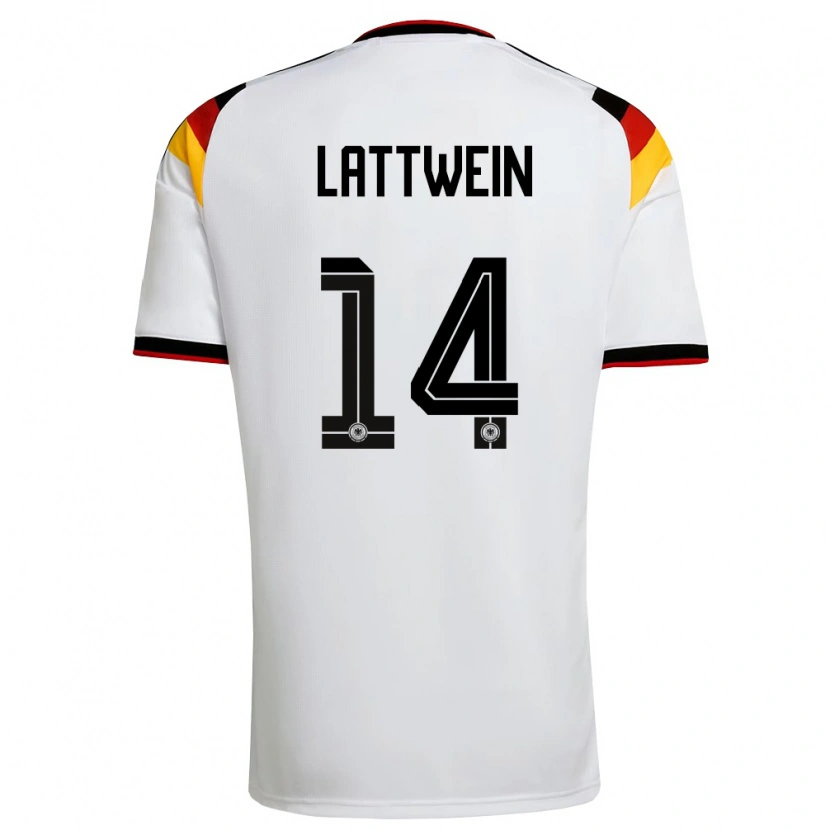 Danxen Dámské Německo Lena Lattwein #14 Bílá Černá Červená Domů Hráčské Dresy 26-28 Dres