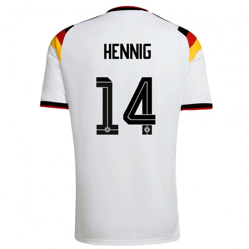 Danxen Dámské Německo Maximilian Hennig #14 Bílá Černá Červená Domů Hráčské Dresy 26-28 Dres