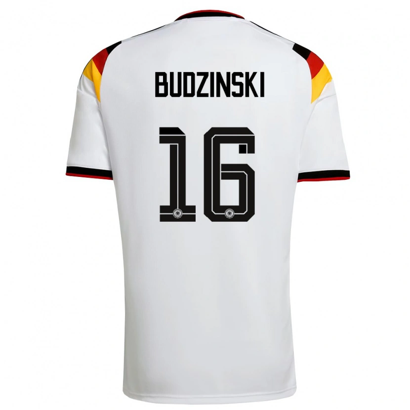Danxen Dámské Německo Kurt Budzinski #16 Bílá Černá Červená Domů Hráčské Dresy 26-28 Dres