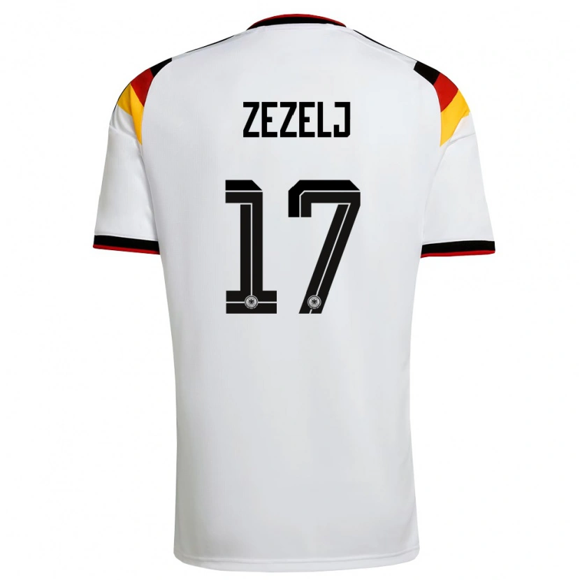 Danxen Dámské Německo Neno Zezelj #17 Bílá Černá Červená Domů Hráčské Dresy 26-28 Dres