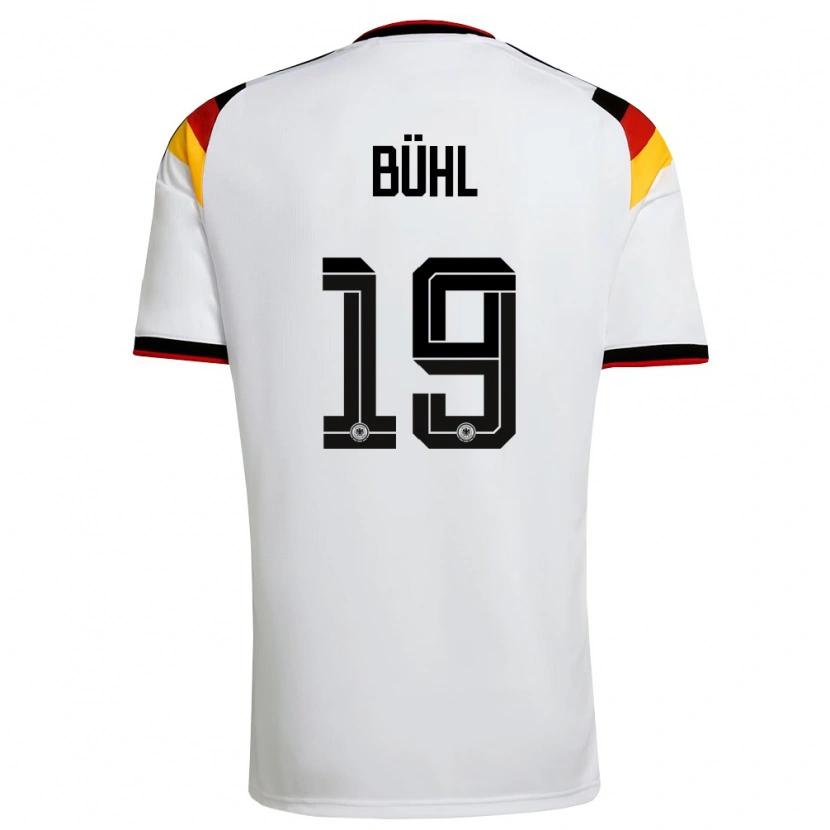 Danxen Dámské Německo Klara Buhl #19 Bílá Černá Červená Domů Hráčské Dresy 26-28 Dres