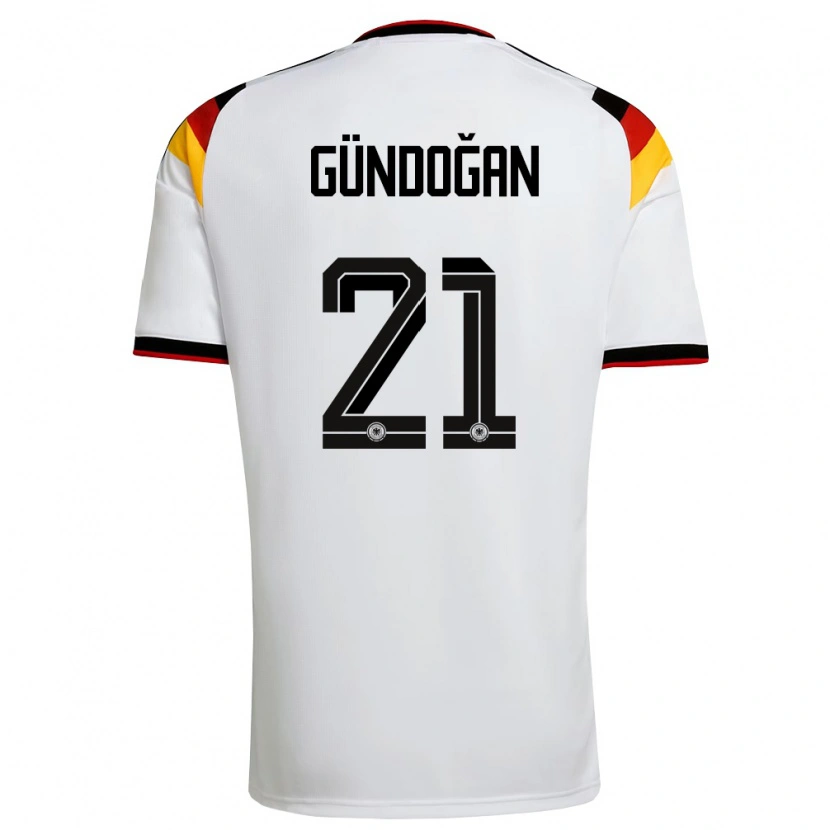 Danxen Dámské Německo Ilkay Gundogan #21 Bílá Černá Červená Domů Hráčské Dresy 26-28 Dres