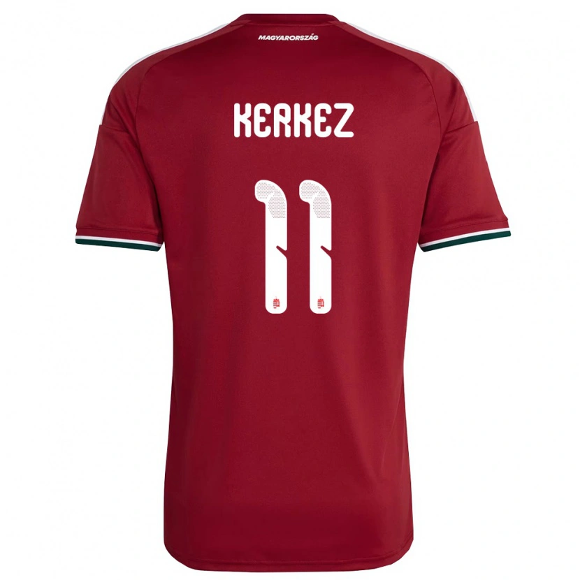 Danxen Dámské Maďarsko Milos Kerkez #11 Červená Bílá Zelená Domů Hráčské Dresy 26-28 Dres
