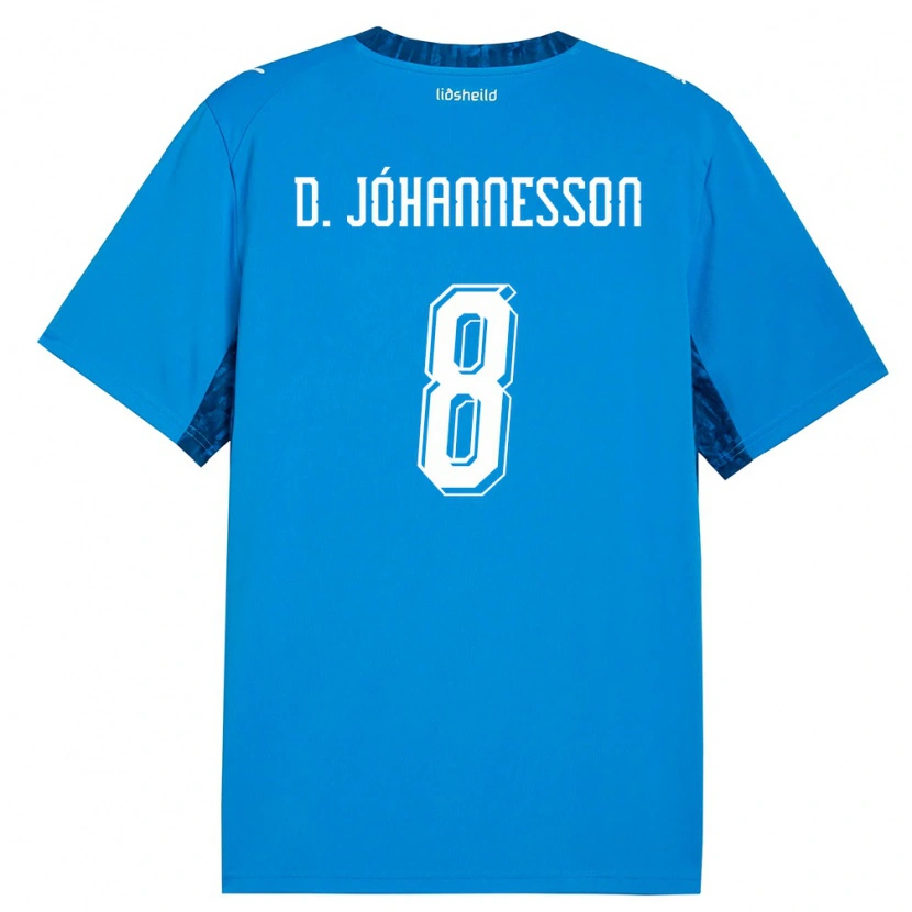 Danxen Dámské Island Daniel Jóhannesson #8 Modrá Námořnická Domů Hráčské Dresy 26-28 Dres