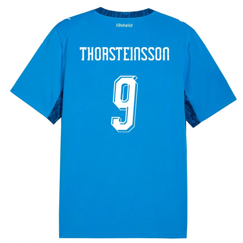 Danxen Dámské Island Birkir Thorsteinsson #9 Modrá Námořnická Domů Hráčské Dresy 26-28 Dres