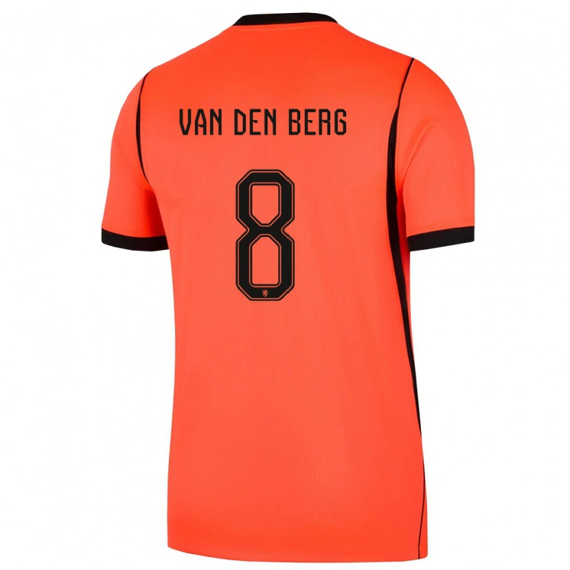 Danxen Dámské Nizozemsko Joël Van Den Berg #8 Oranžová Černá Domů Hráčské Dresy 26-28 Dres