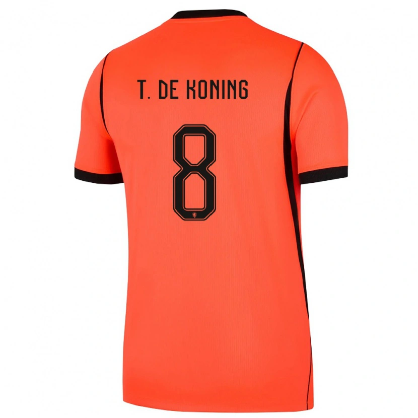 Danxen Dámské Nizozemsko Tim De Koning #8 Oranžová Černá Domů Hráčské Dresy 26-28 Dres