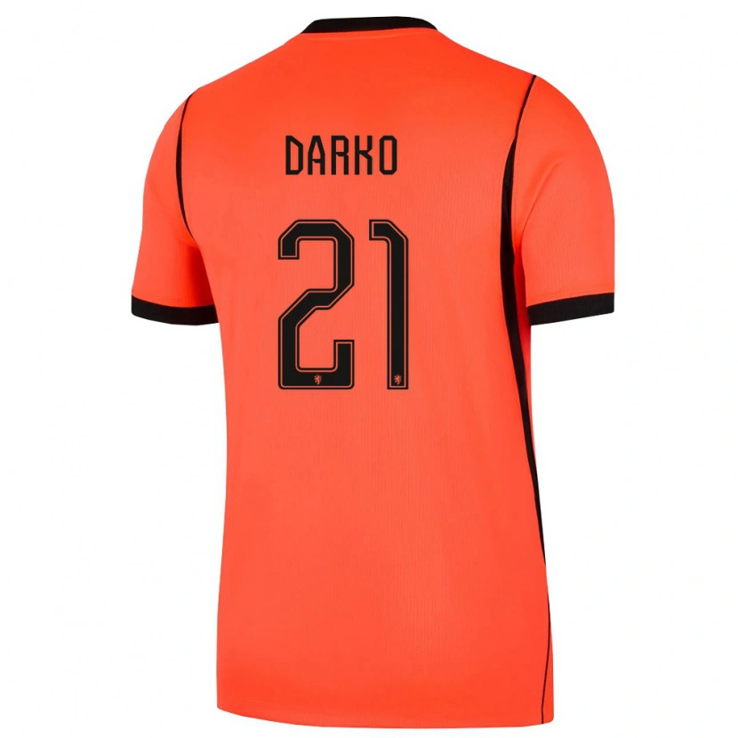 Danxen Dámské Nizozemsko Denzel Darko #21 Oranžová Černá Domů Hráčské Dresy 26-28 Dres