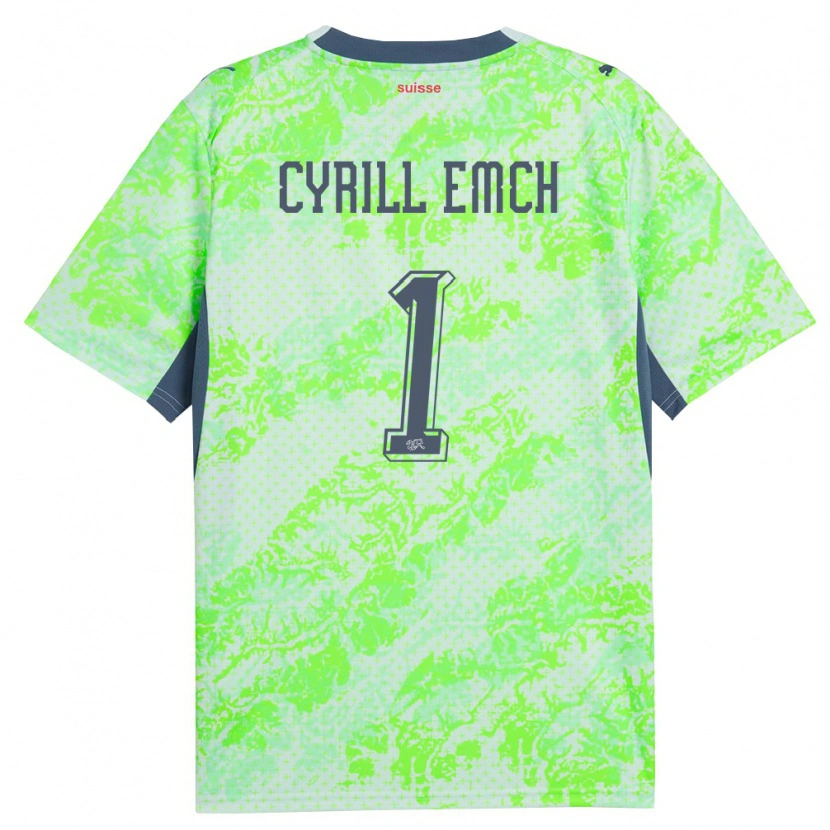 Danxen Dámské Švýcarsko Cyrill Emch #1 Zelená Námořnická Daleko Hráčské Dresy 26-28 Dres
