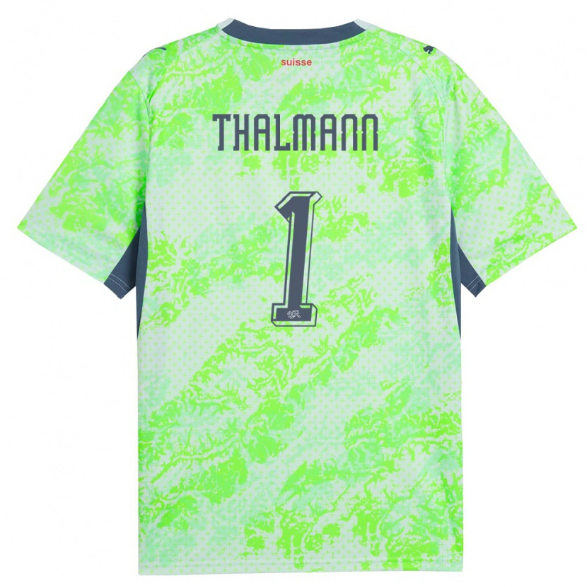Danxen Dámské Švýcarsko Gaelle Thalmann #1 Zelená Námořnická Daleko Hráčské Dresy 26-28 Dres