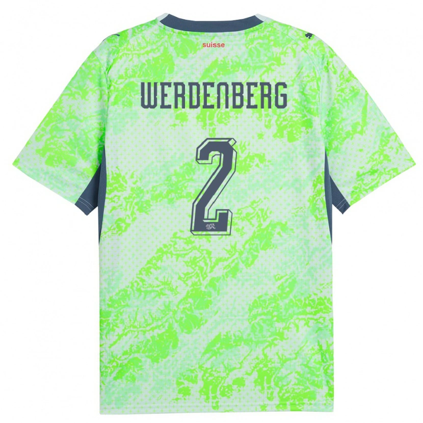 Danxen Dámské Švýcarsko Julien Werdenberg #2 Zelená Námořnická Daleko Hráčské Dresy 26-28 Dres