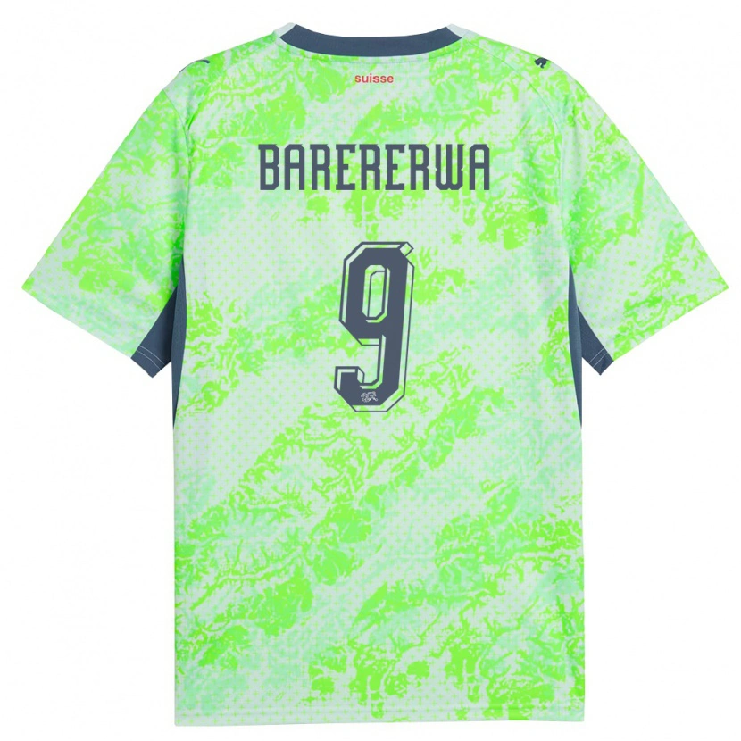 Danxen Dámské Švýcarsko Jérémie Barererwa #9 Zelená Námořnická Daleko Hráčské Dresy 26-28 Dres