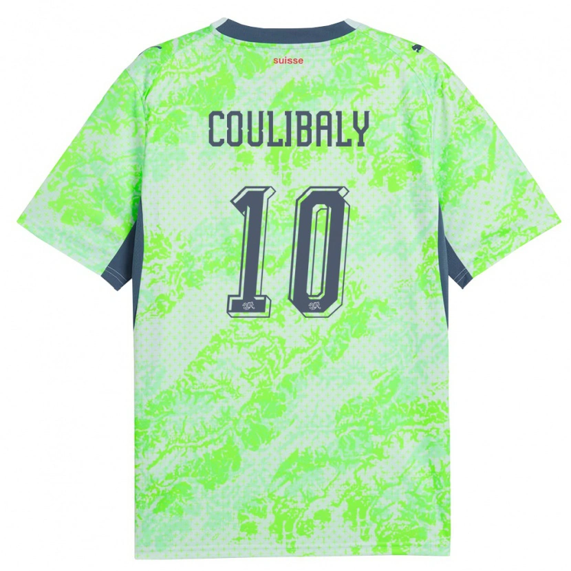 Danxen Dámské Švýcarsko Raphaël Coulibaly #10 Zelená Námořnická Daleko Hráčské Dresy 26-28 Dres