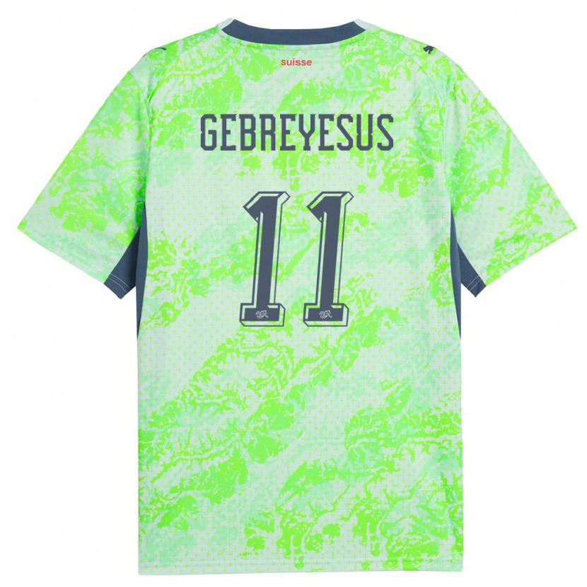 Danxen Dámské Švýcarsko Esey Gebreyesus #11 Zelená Námořnická Daleko Hráčské Dresy 26-28 Dres