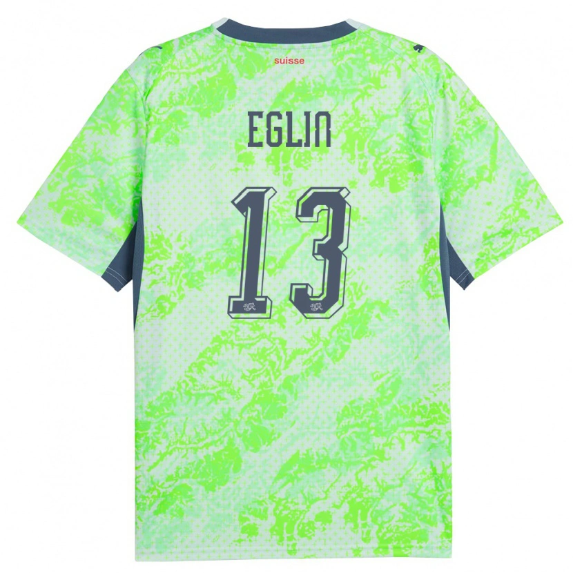 Danxen Dámské Švýcarsko Justin Eglin #13 Zelená Námořnická Daleko Hráčské Dresy 26-28 Dres