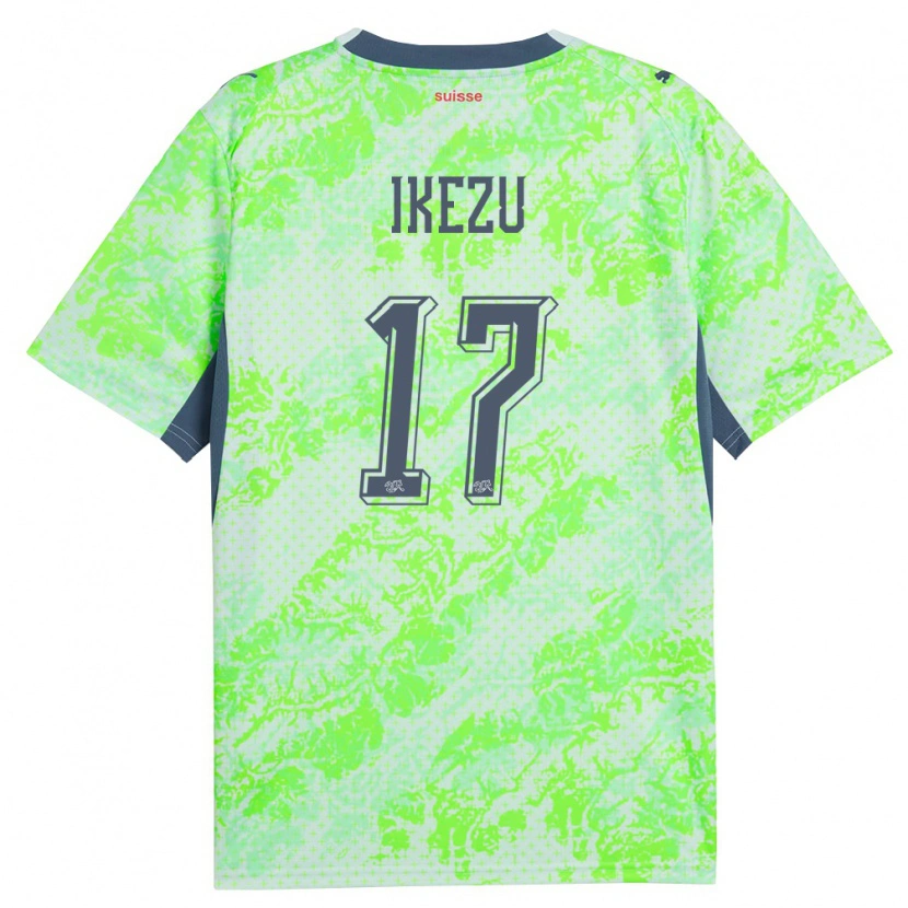 Danxen Dámské Švýcarsko Lionel Ikezu #17 Zelená Námořnická Daleko Hráčské Dresy 26-28 Dres