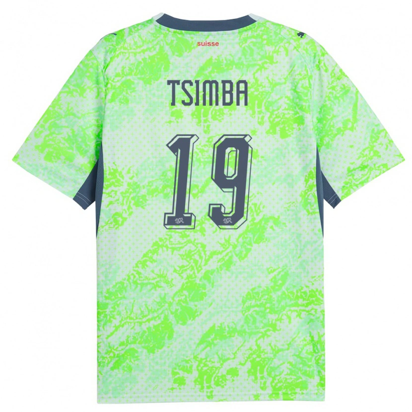 Danxen Dámské Švýcarsko Emmanuel Tsimba #19 Zelená Námořnická Daleko Hráčské Dresy 26-28 Dres