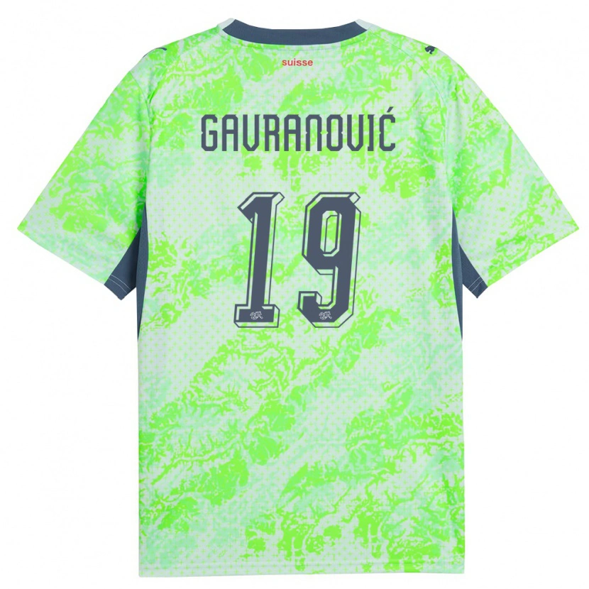 Danxen Dámské Švýcarsko Mario Gavranovic #19 Zelená Námořnická Daleko Hráčské Dresy 26-28 Dres