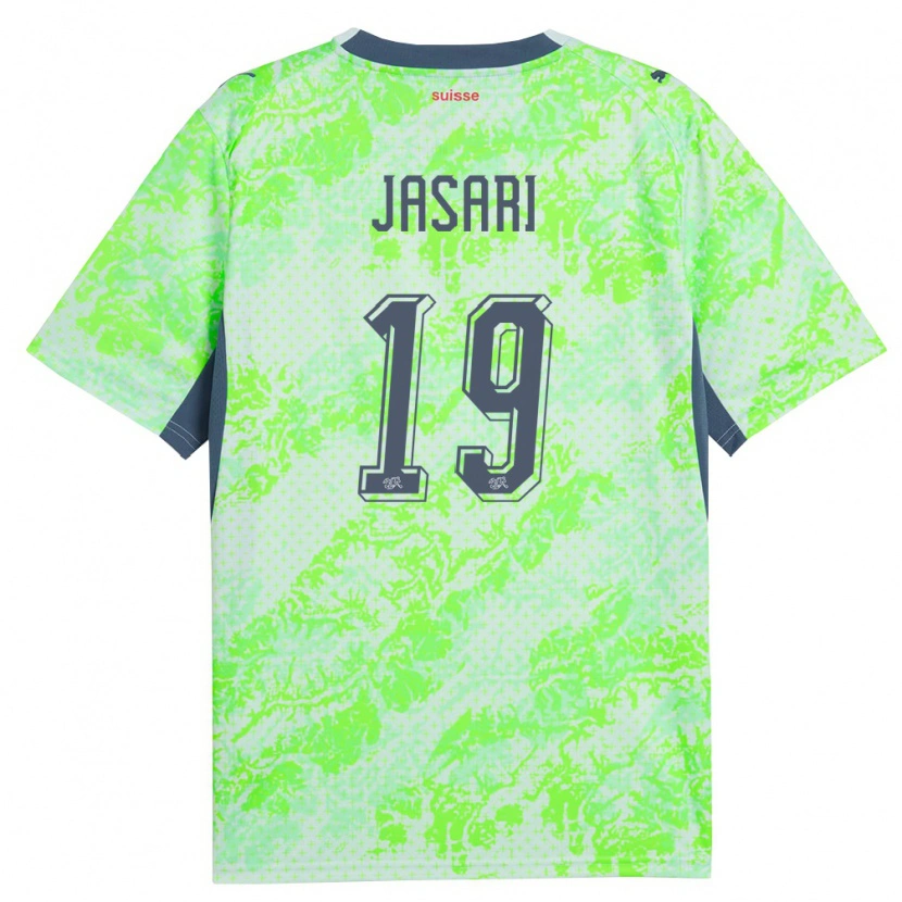 Danxen Dámské Švýcarsko Ardon Jasari #19 Zelená Námořnická Daleko Hráčské Dresy 26-28 Dres