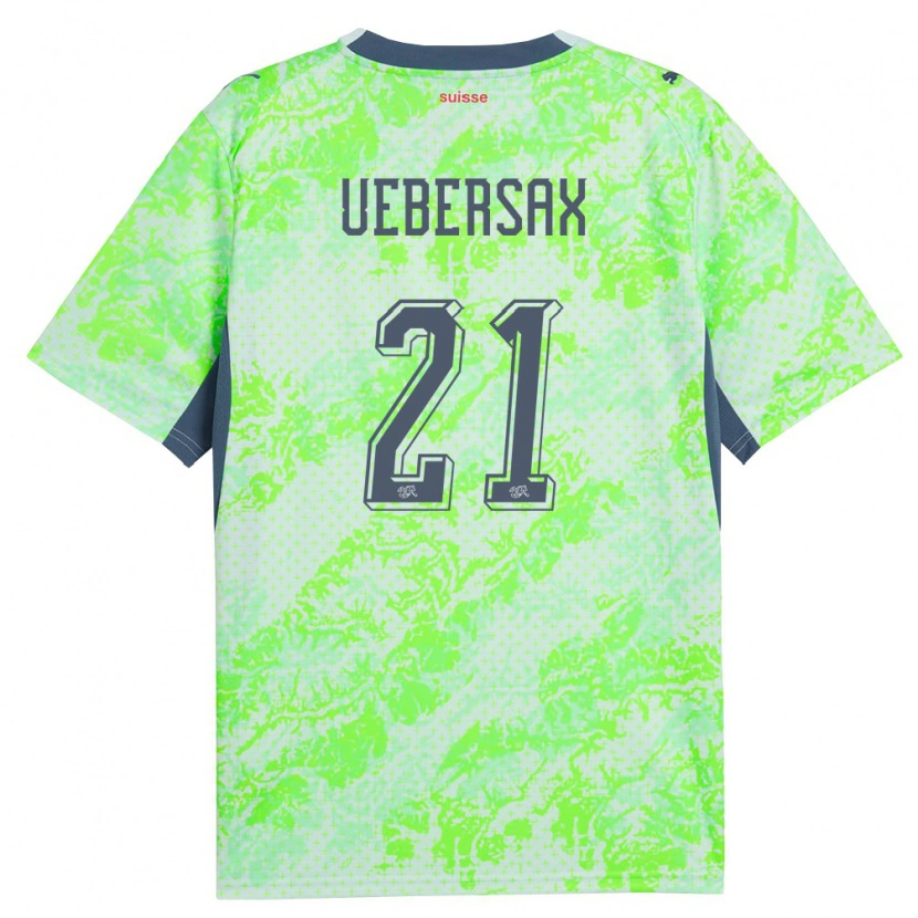 Danxen Dámské Švýcarsko Jan Uebersax #21 Zelená Námořnická Daleko Hráčské Dresy 26-28 Dres