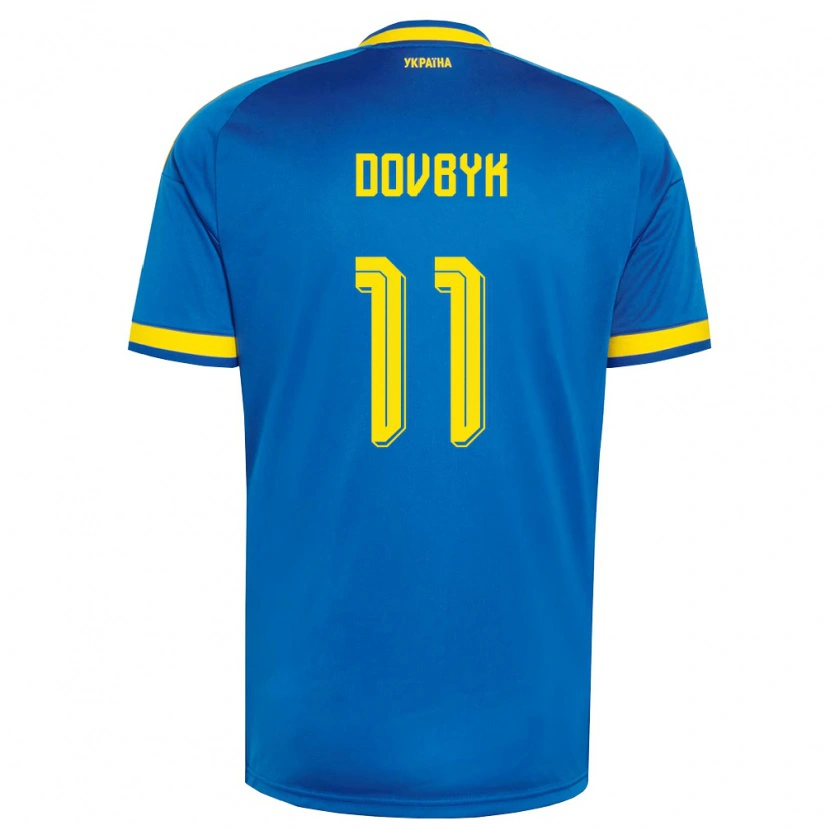 Danxen Dámské Ukrajina Artem Dovbyk #11 Modrá Žlutá Námořnická Daleko Hráčské Dresy 26-28 Dres