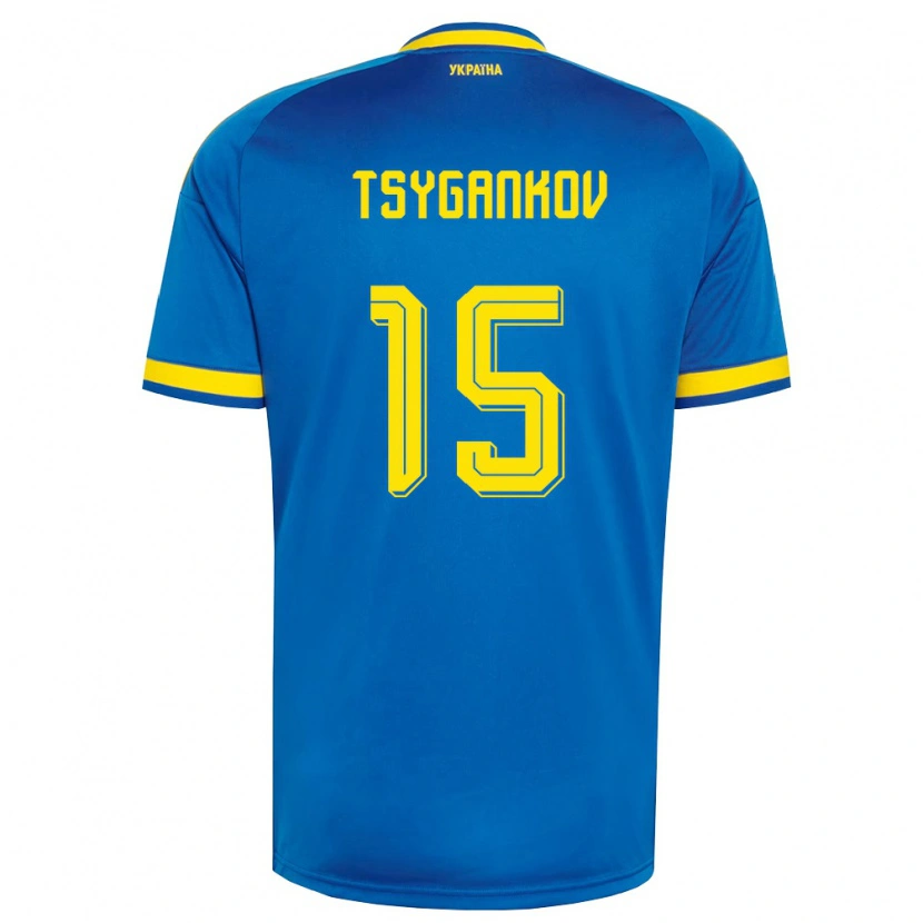 Danxen Dámské Ukrajina Viktor Tsygankov #15 Modrá Žlutá Námořnická Daleko Hráčské Dresy 26-28 Dres