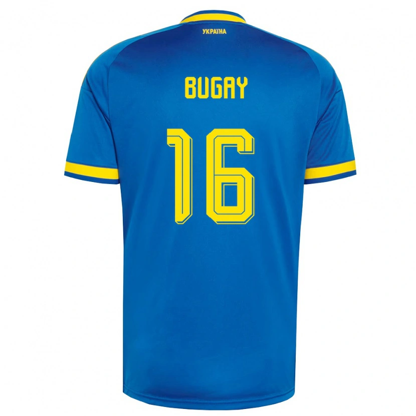 Danxen Dámské Ukrajina Timofiy Bugay #16 Modrá Žlutá Námořnická Daleko Hráčské Dresy 26-28 Dres